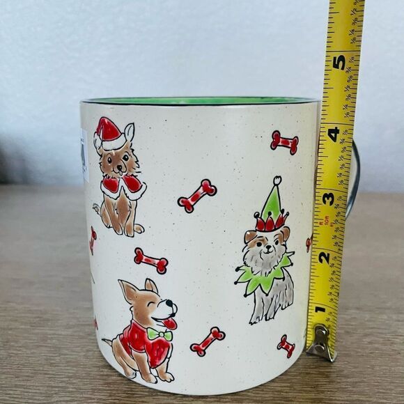 Christmas Dogs Textured Holiday Ceramic Large Coffee Mug Cup - Picture 2 of 3